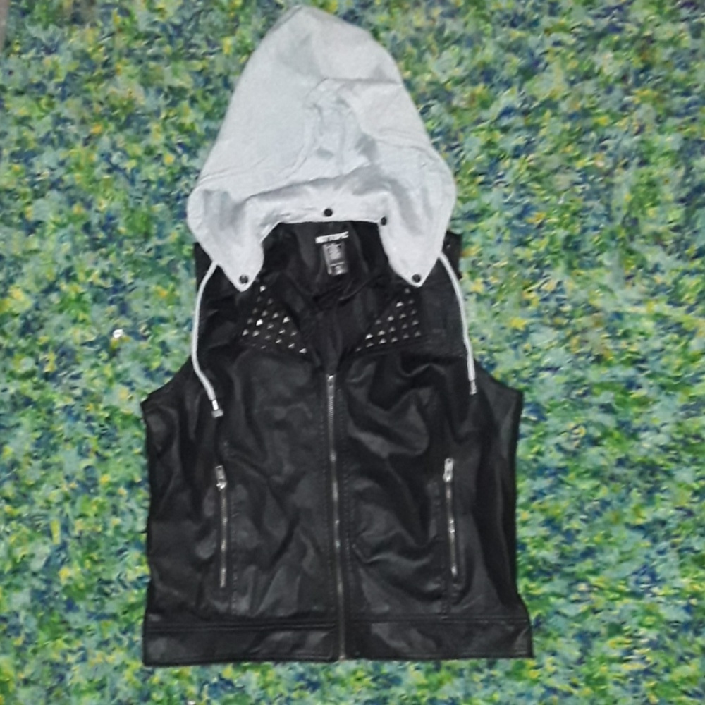 Adorable hoodie studded leather vest hot topic
